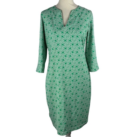 KATHERINE WAY Green & White Tunic Dress Size XS - Picture 1 of 10